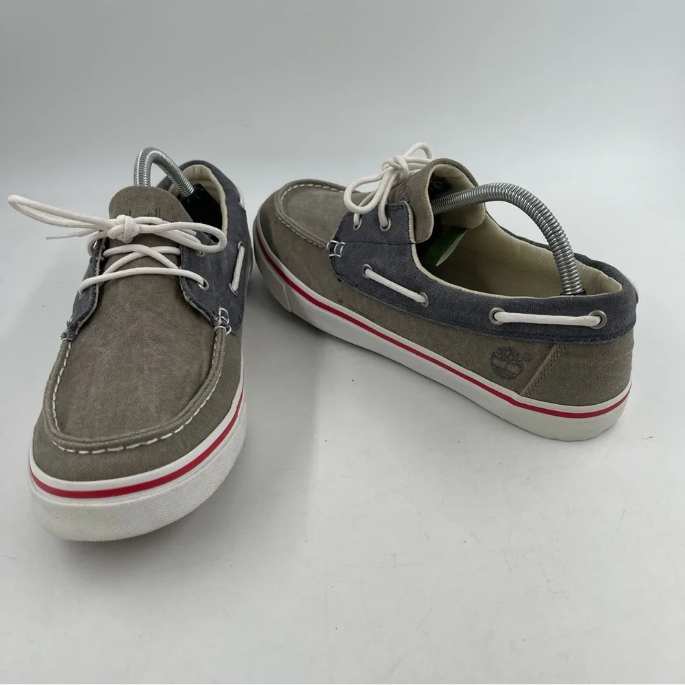 NEW! Timberland Men’s Earthkeepers Taupe Grey Canvas Lace-Up Boat Shoe - Size 10